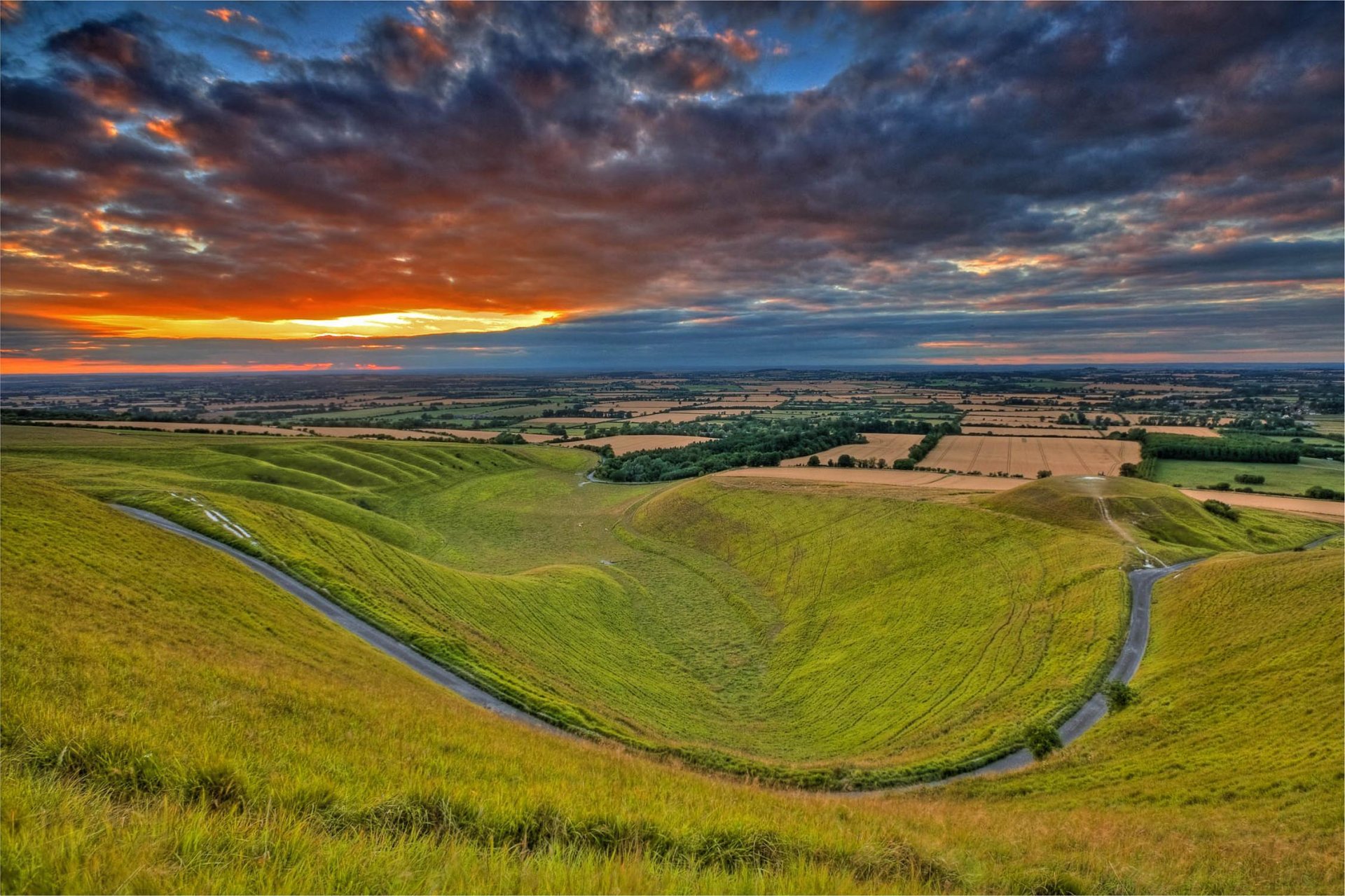 oxfordshire england himmel wolken sonnenuntergang feld hügel tal natur