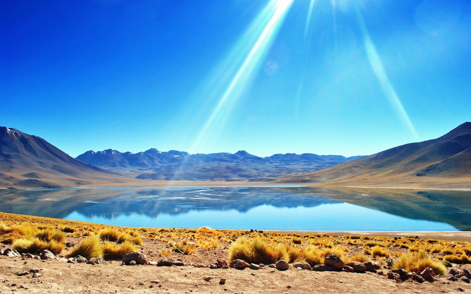 désert atacama lac montagnes nature photo