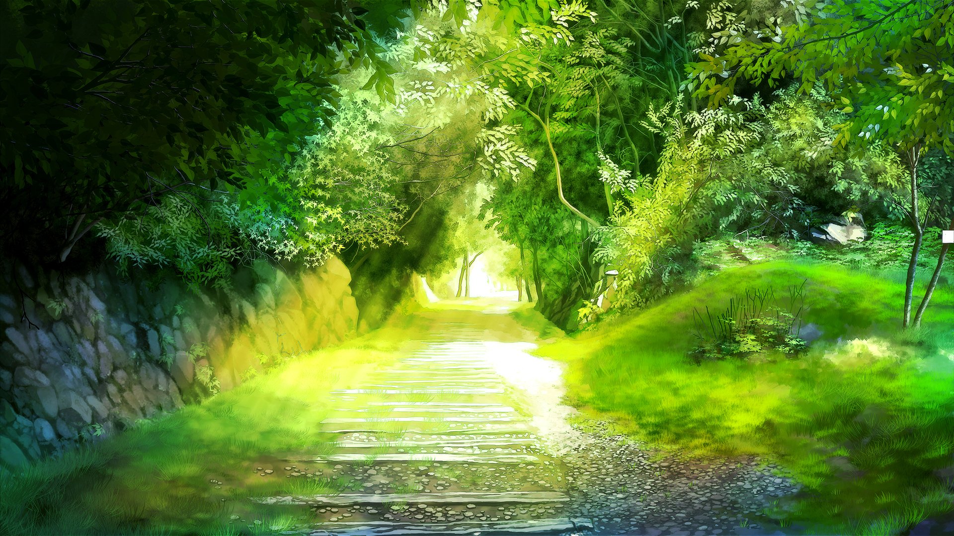 miyukin okura miyuki paysage allée passerelle arbres verdure