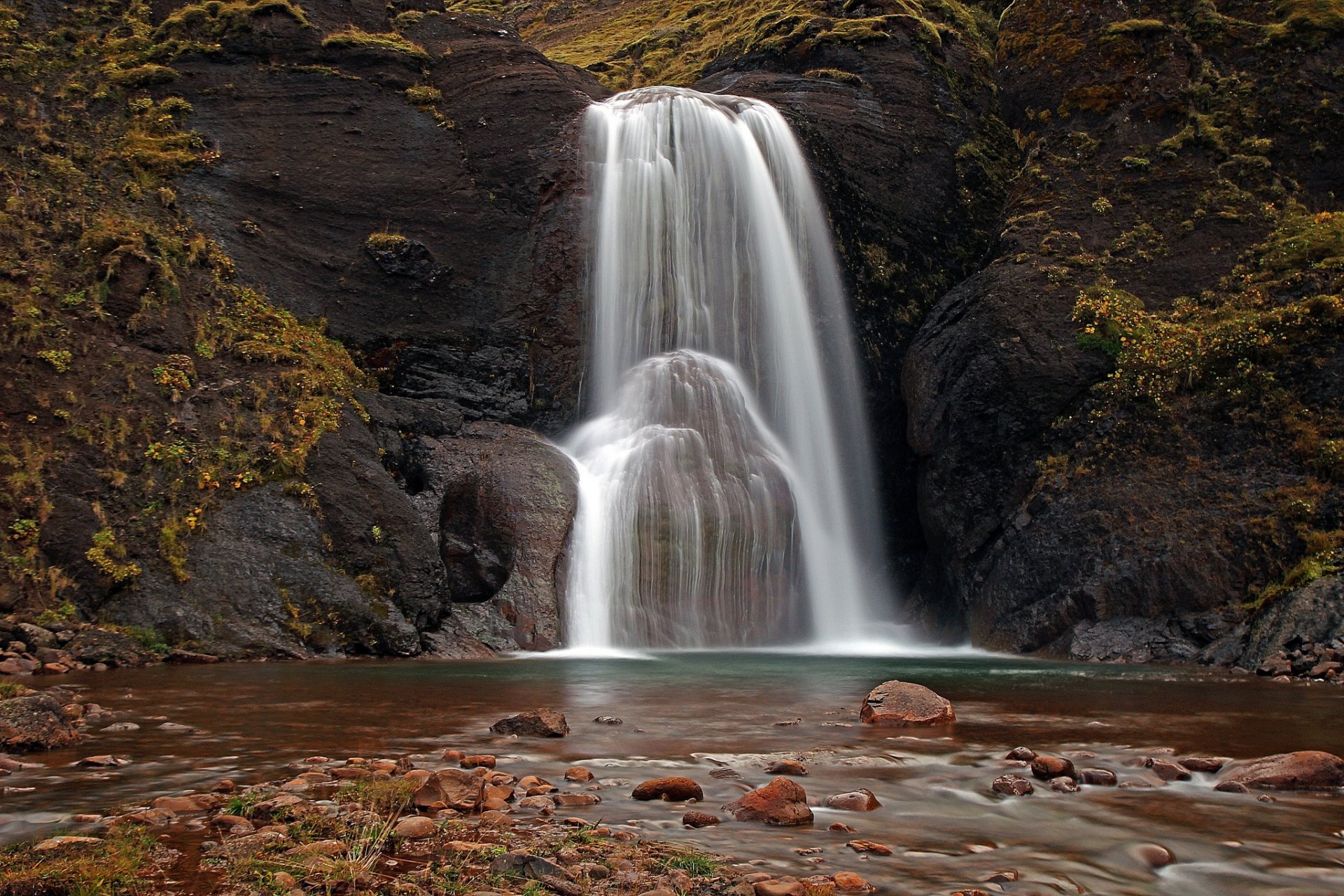 naturaleza cascada otoño río piedras roca