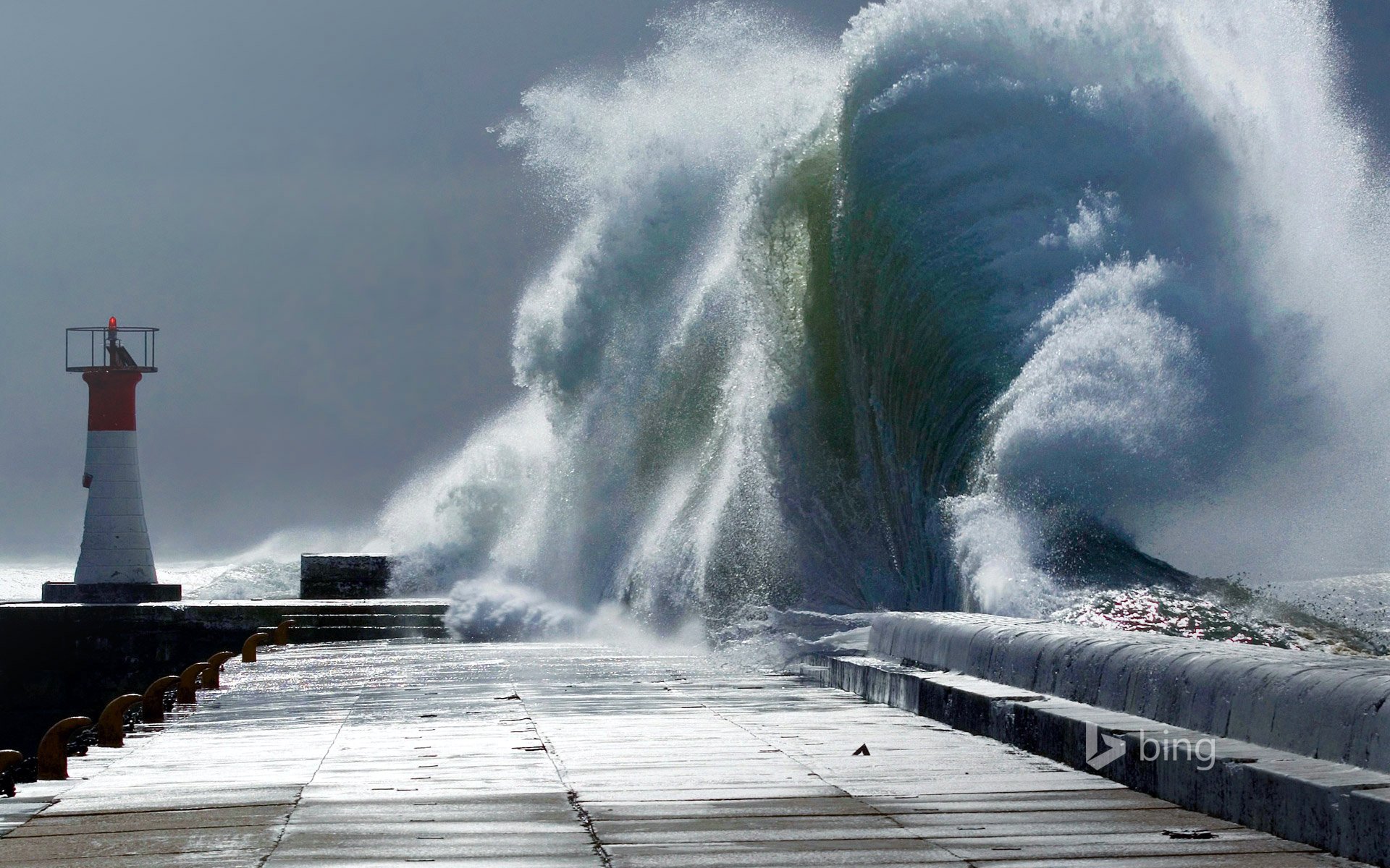 kalk bay cape town south africa storm spray pier lighthouse