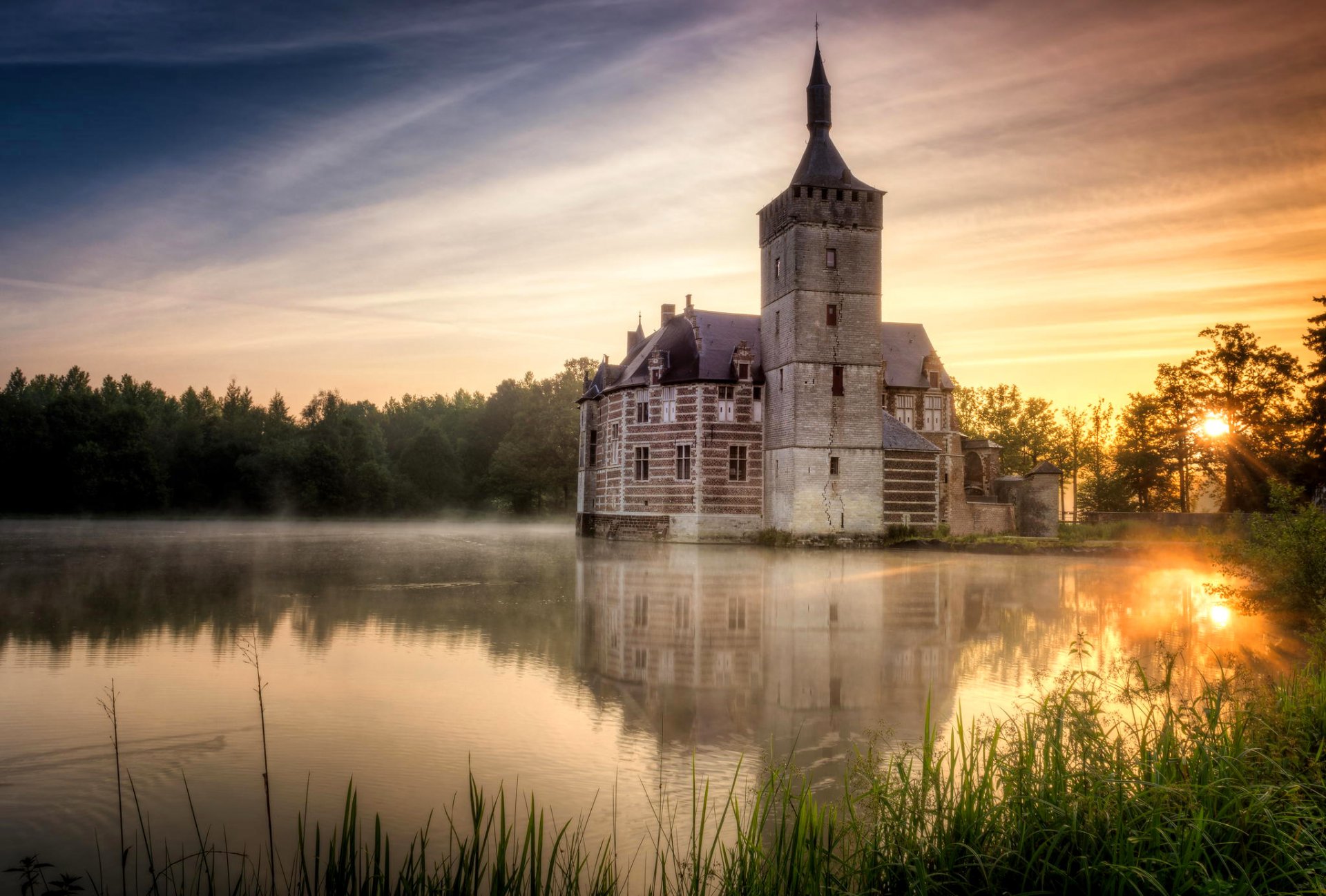 horst castle belgien himmel see schloss