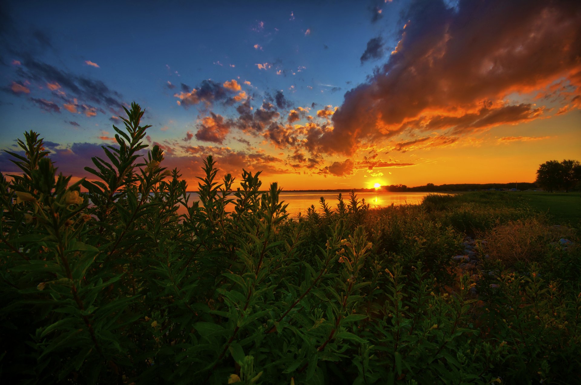 lago st clair lago st clair michigan puesta de sol nubes