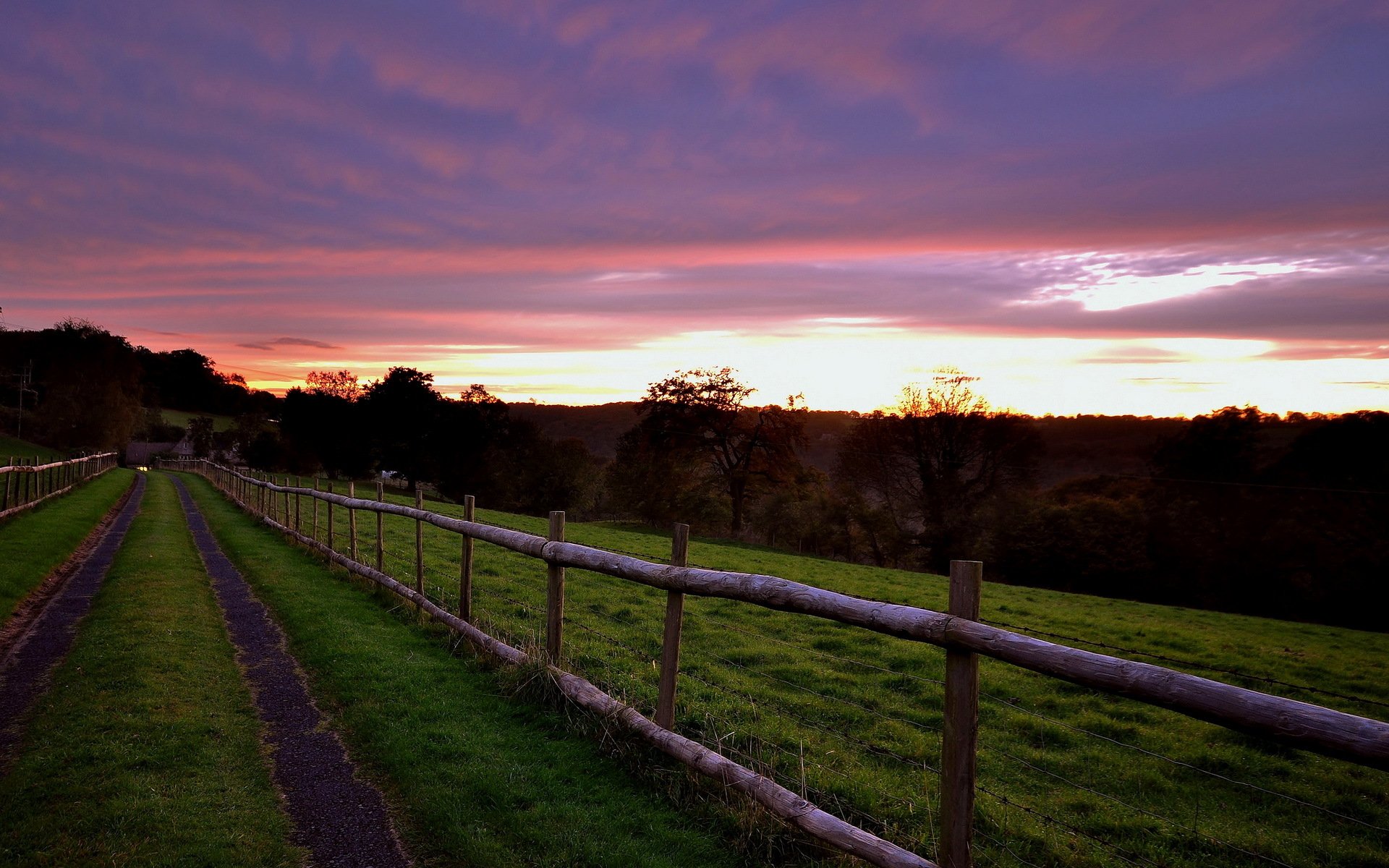 sonnenuntergang straße landschaft