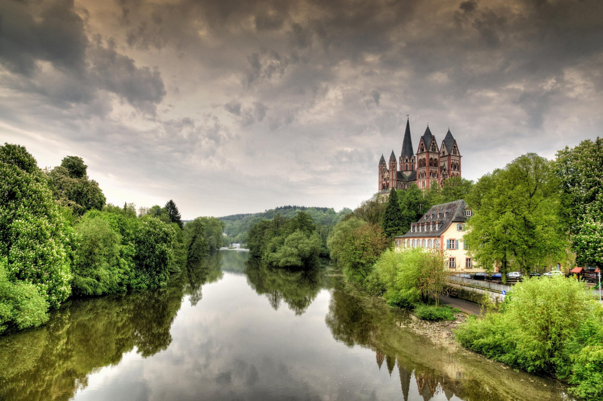 germany limburg limburger dom cathedral castle lena river tree cityscape