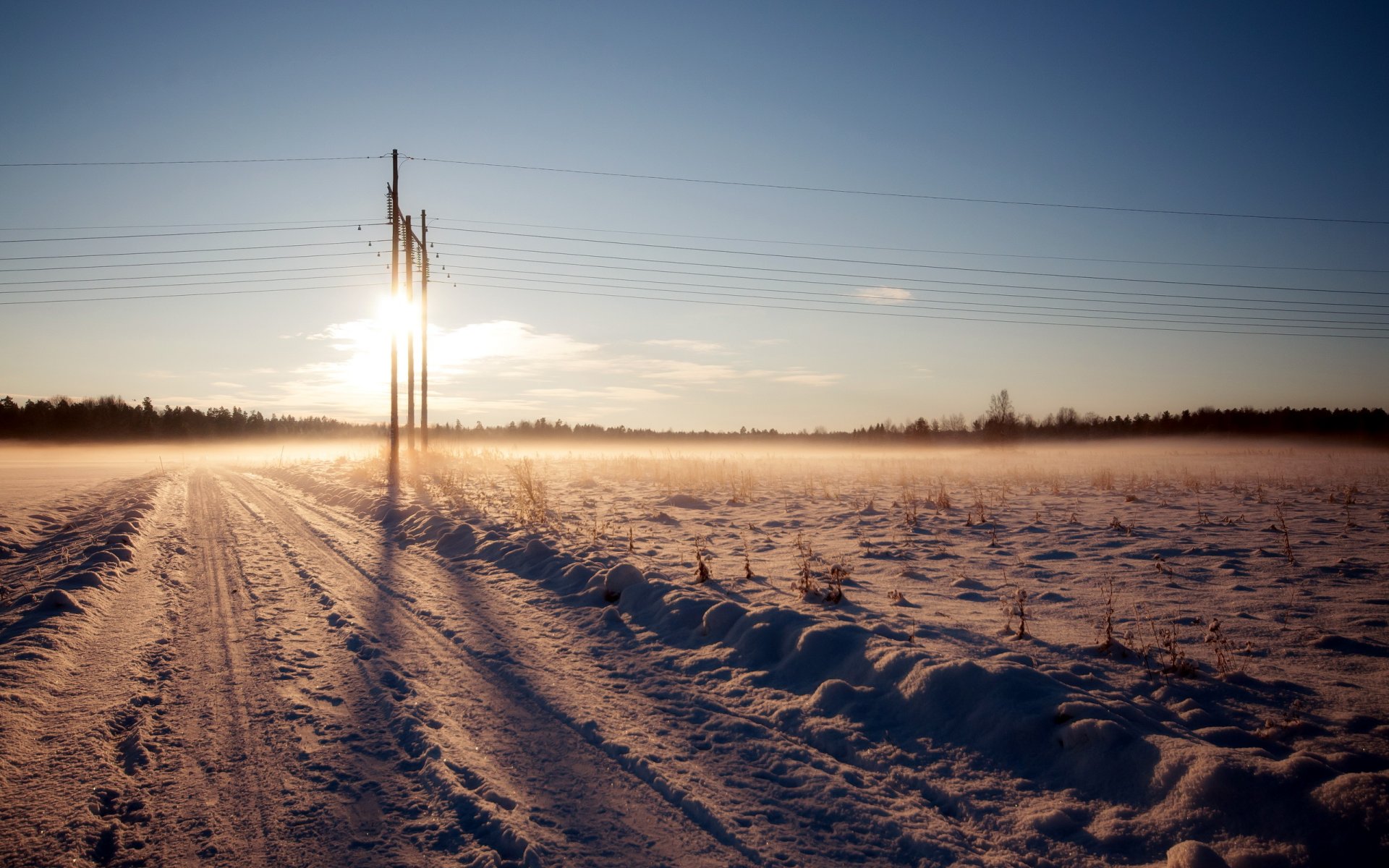 road winter landscape