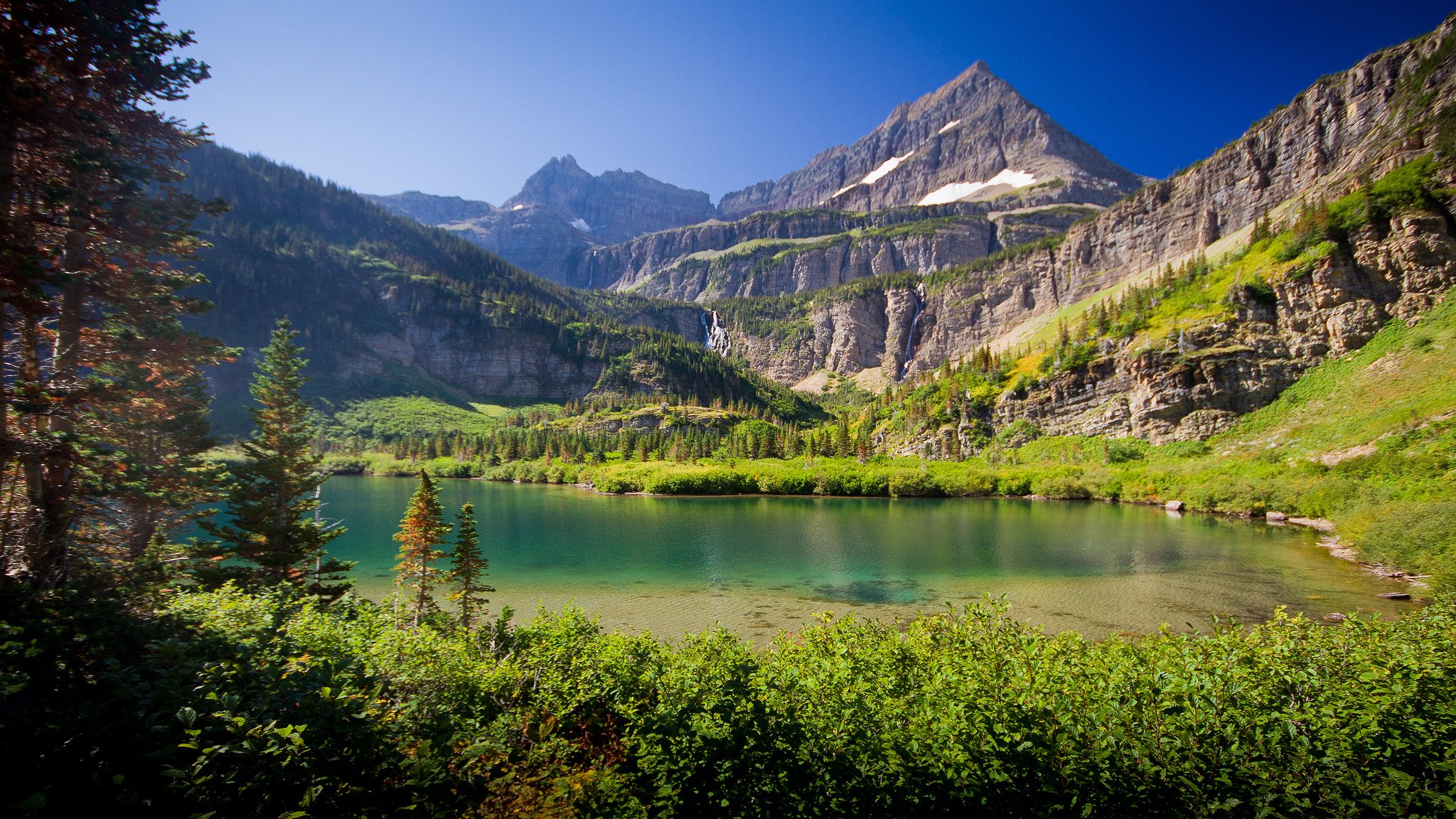 himmel berge bäume see