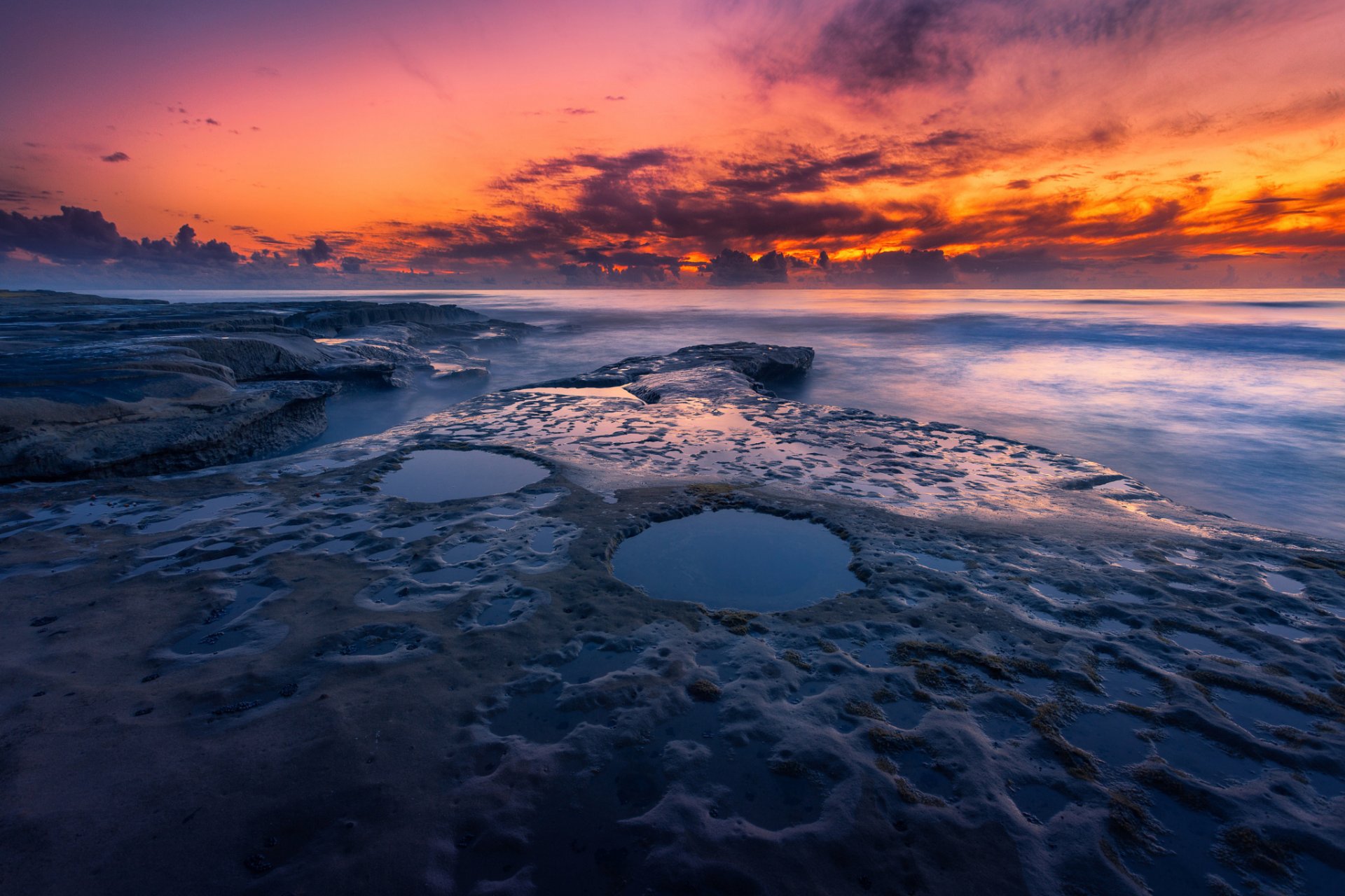 états - unis état californie san diego soirée ciel nuages océan pacifique plage rochers