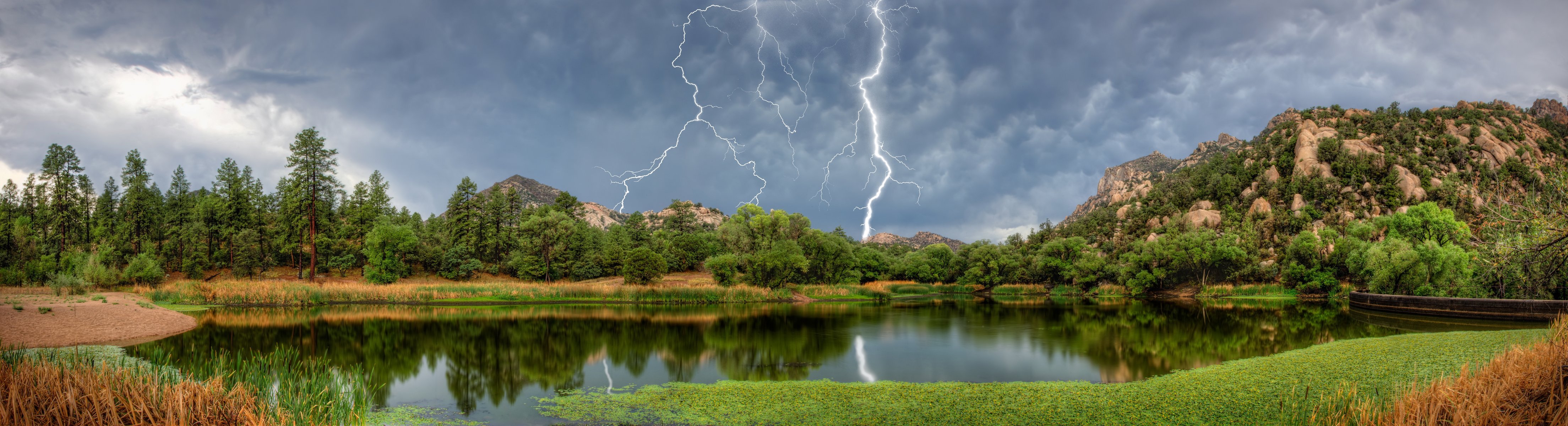 granite basin lake arizona lake lightning forest mountain