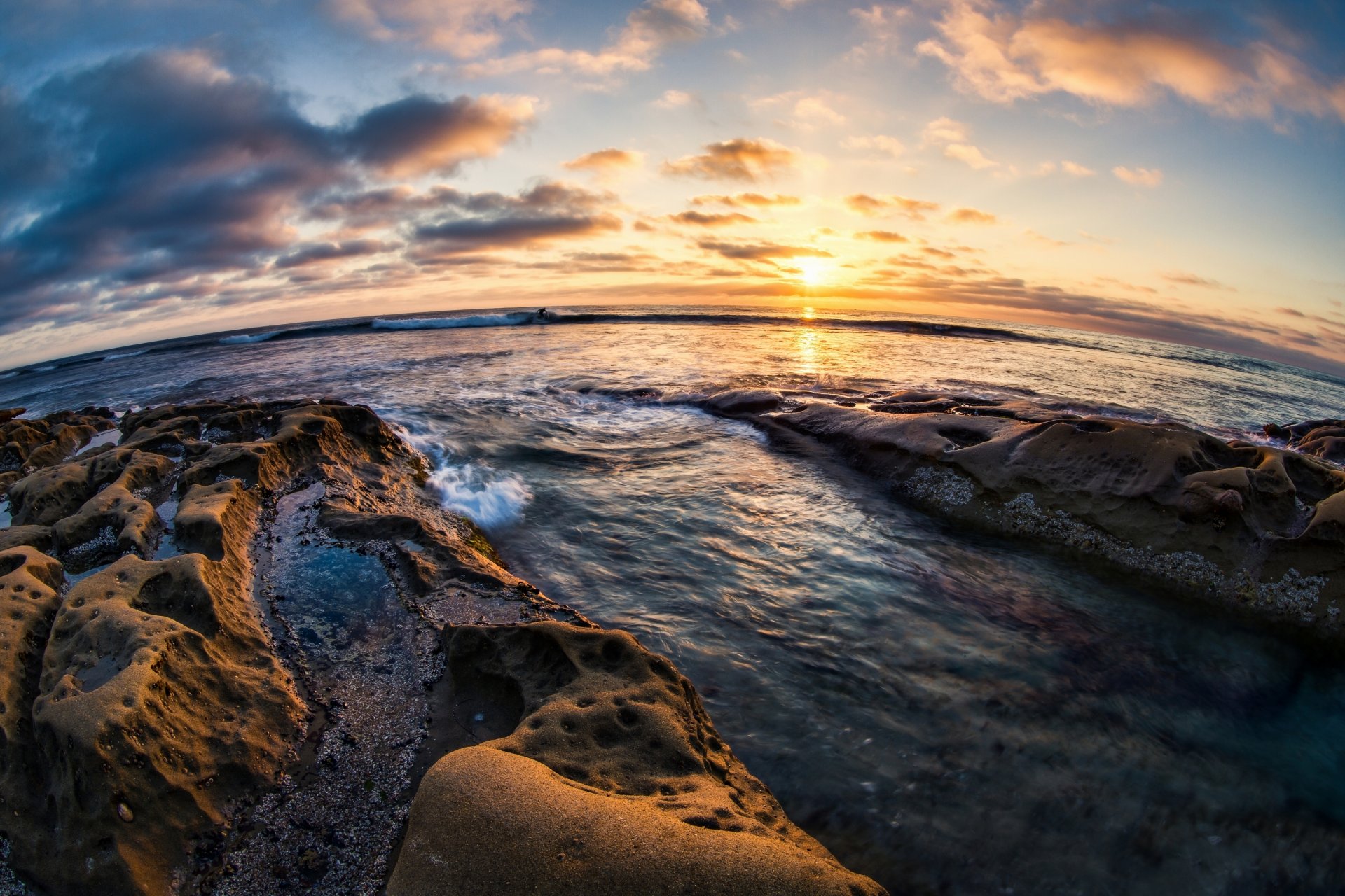 la jolla san diego kalifornien pazifik la jolla steine sonnenuntergang küste horizont