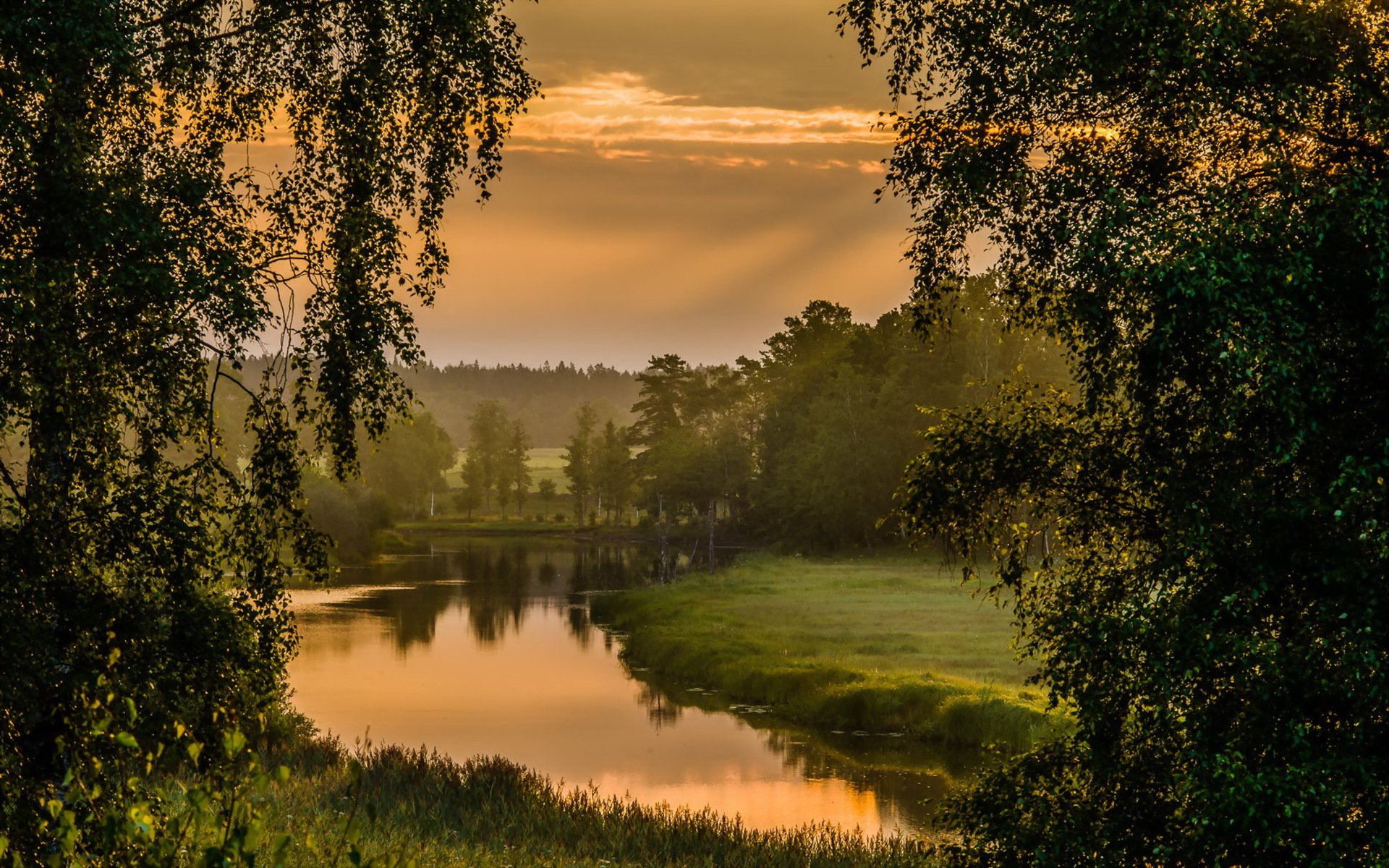 unset river landscape