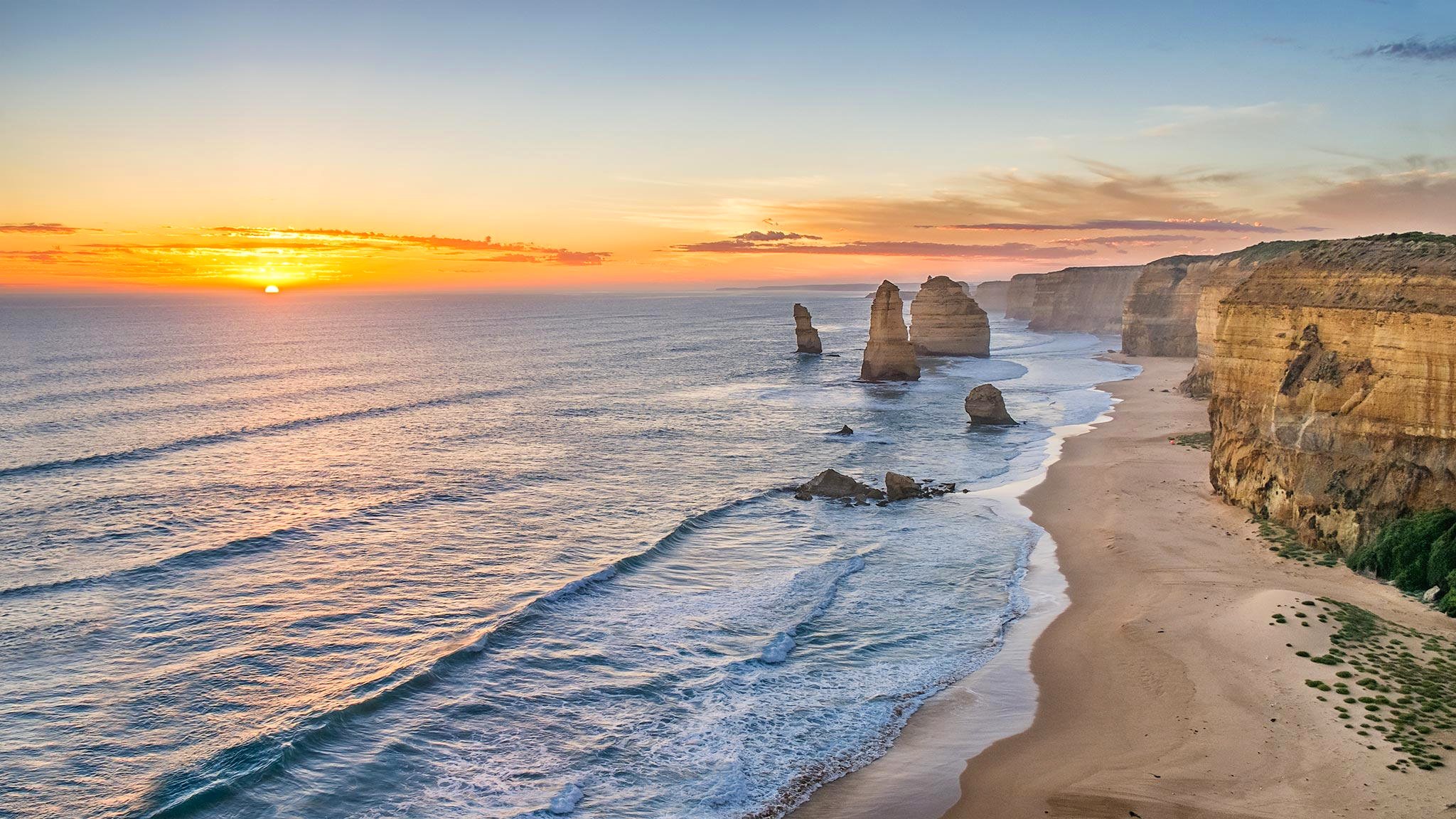 ciel coucher de soleil mer rochers falaise