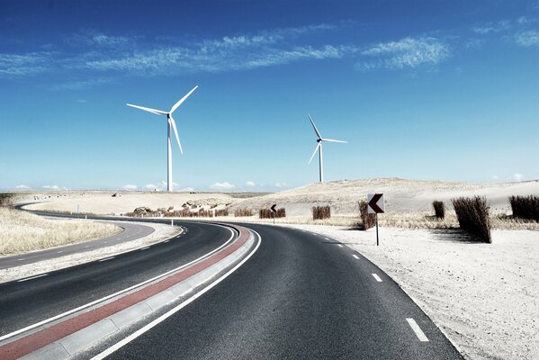 Windmills on a deserted highway