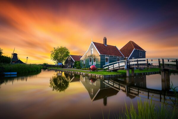 Museum in the Netherlands on the river bank