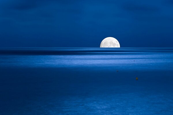 Pół księżyca na horyzoncie nad morzem