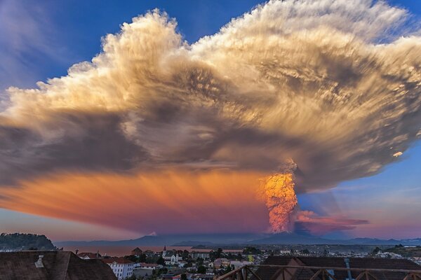 Majestic clouds over a small town