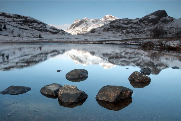 Paesaggio di montagna vicino al lago