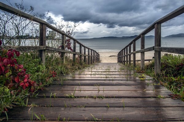 Pont menant à la mer