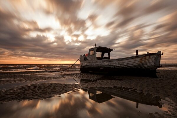 Boat on a sandbar