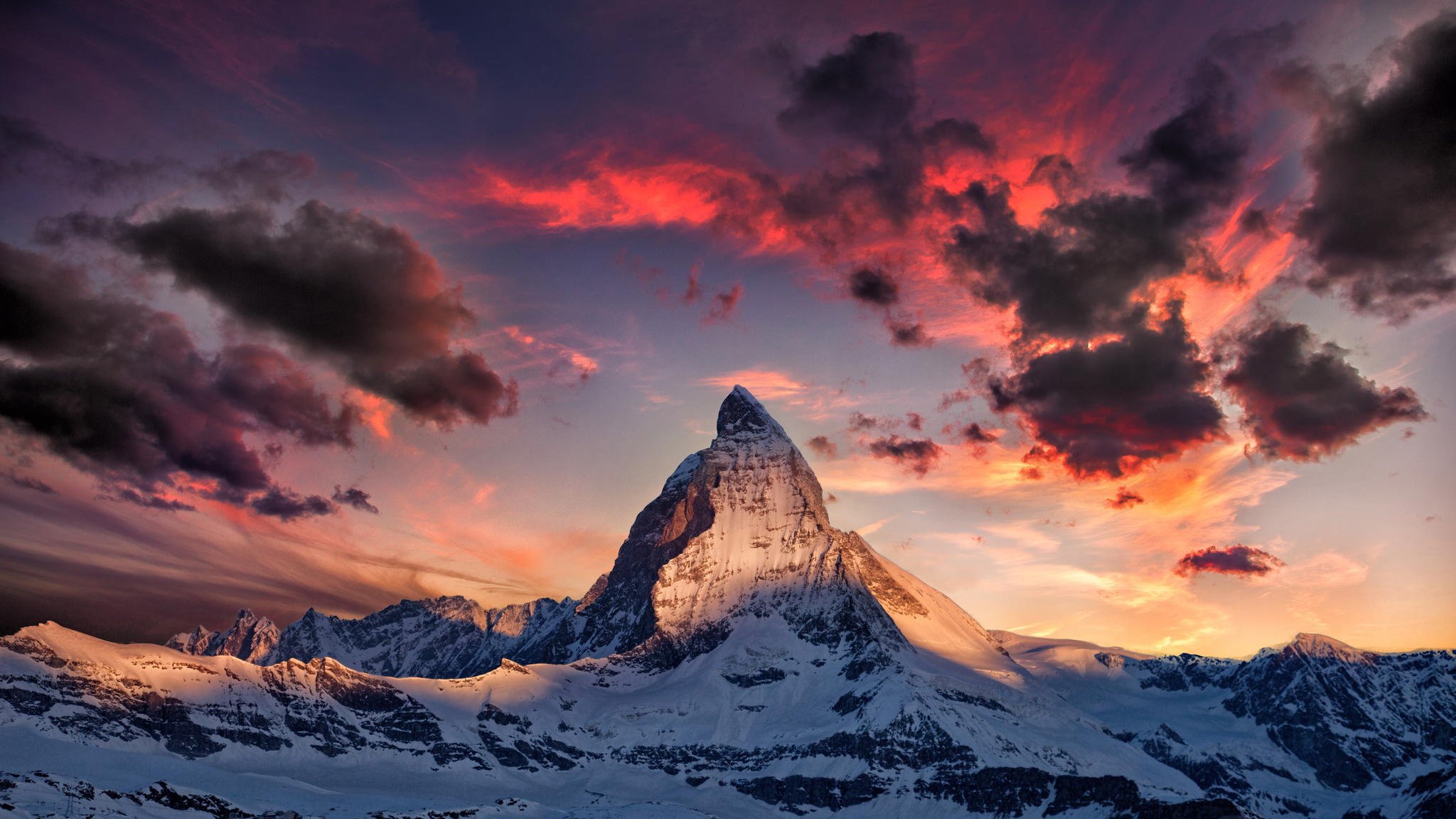 montaña alpes amanecer nieve invierno paisaje