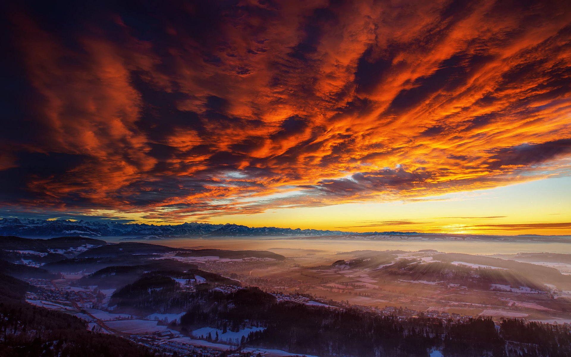 nature mountain valley sky clouds rasvet