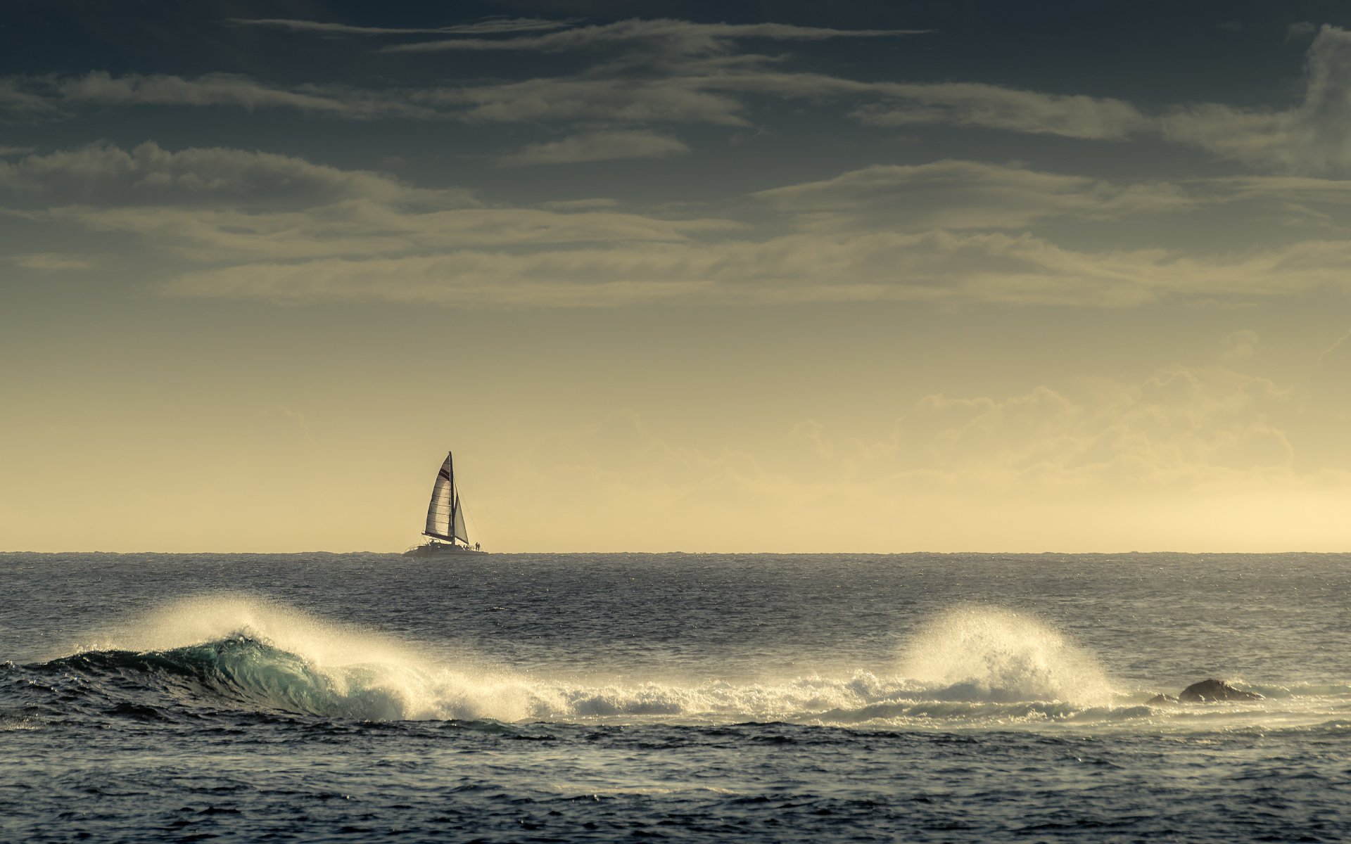 kauai poi pu oceano barca a vela costa onde