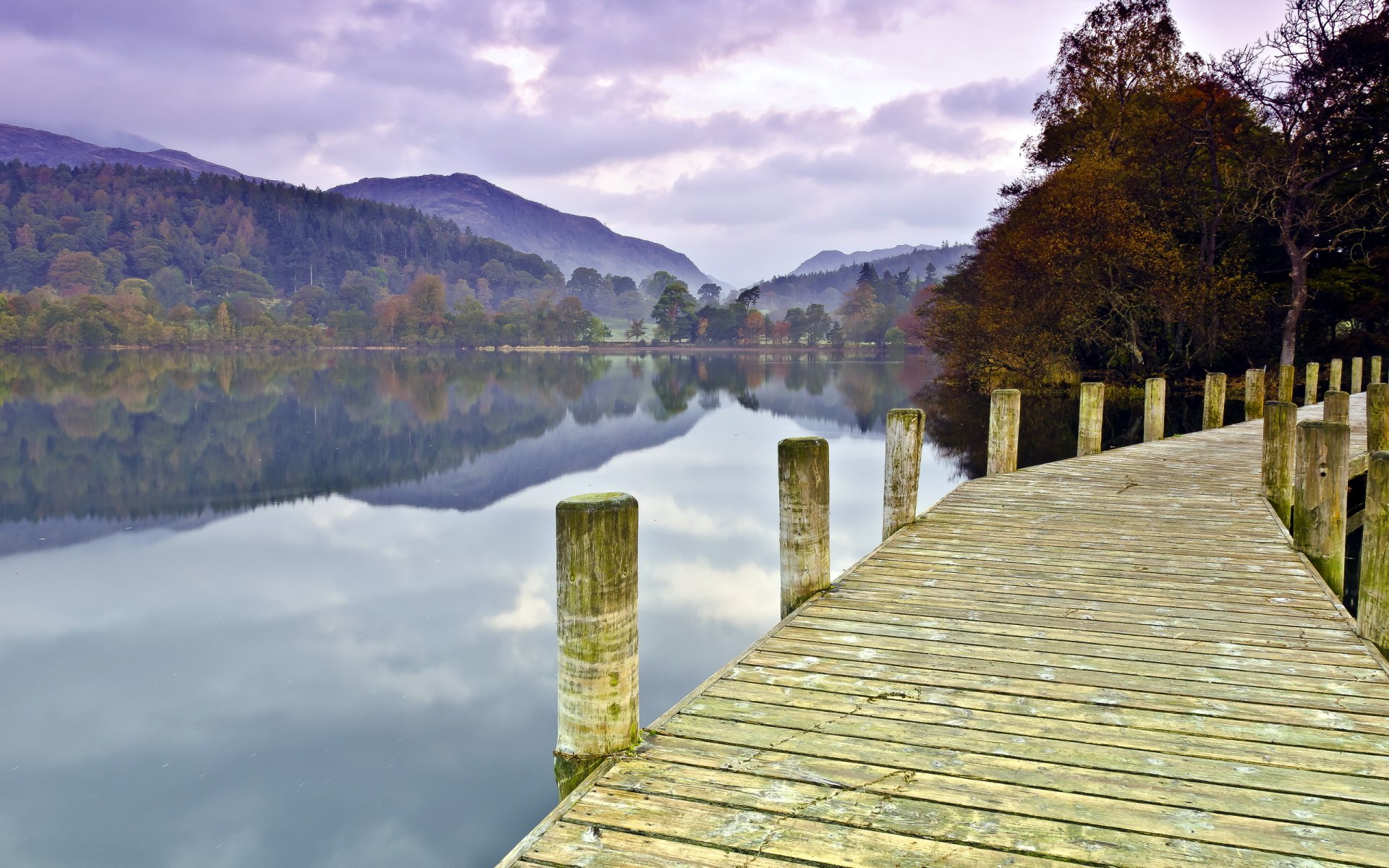 lac pont montagnes paysage