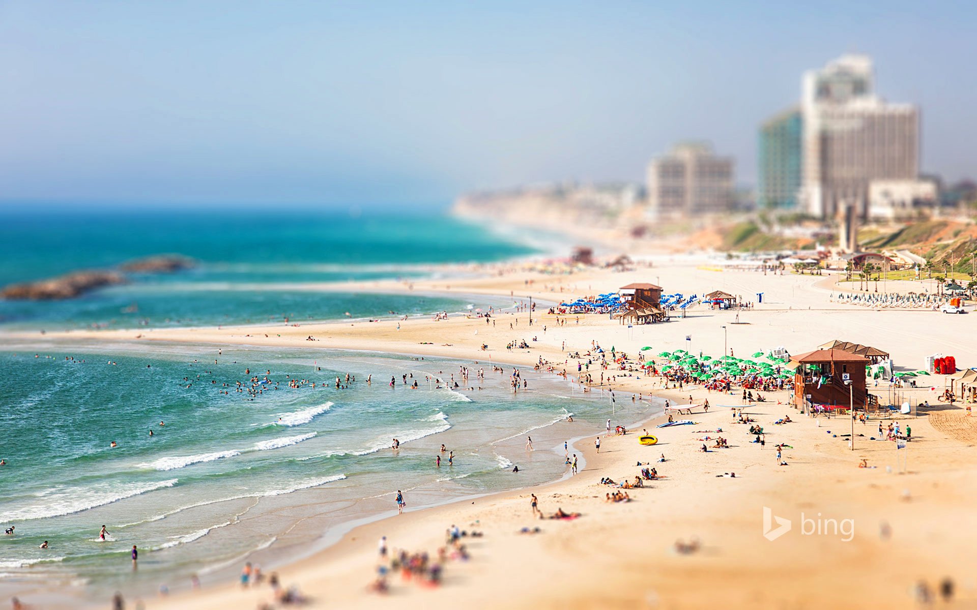 herzliya israël ciel mer plage gens maisons