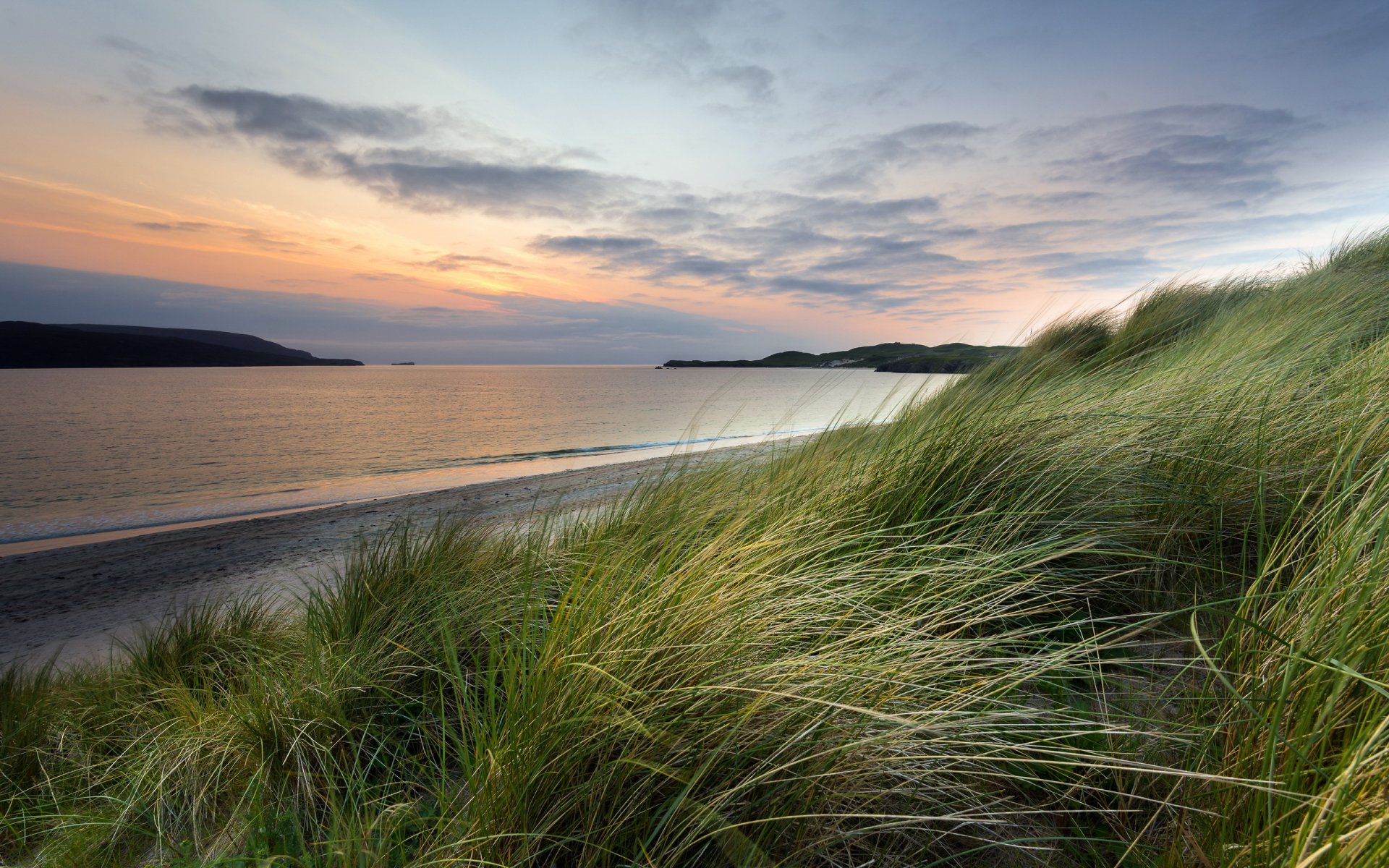 meer sonnenuntergang gras landschaft