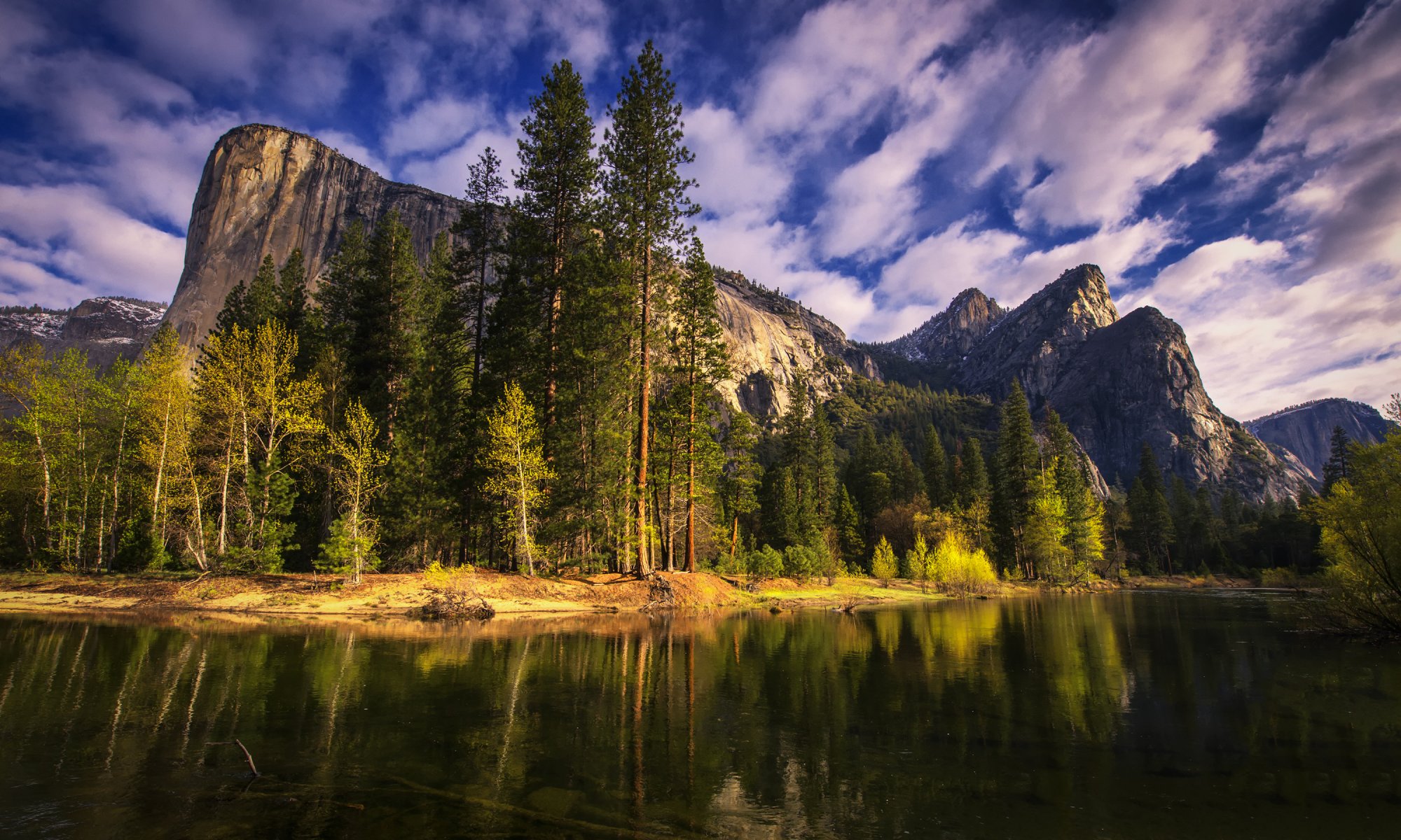 park narodowy yosemite kalifornia yosemite drzewa góry rzeka poranek natura