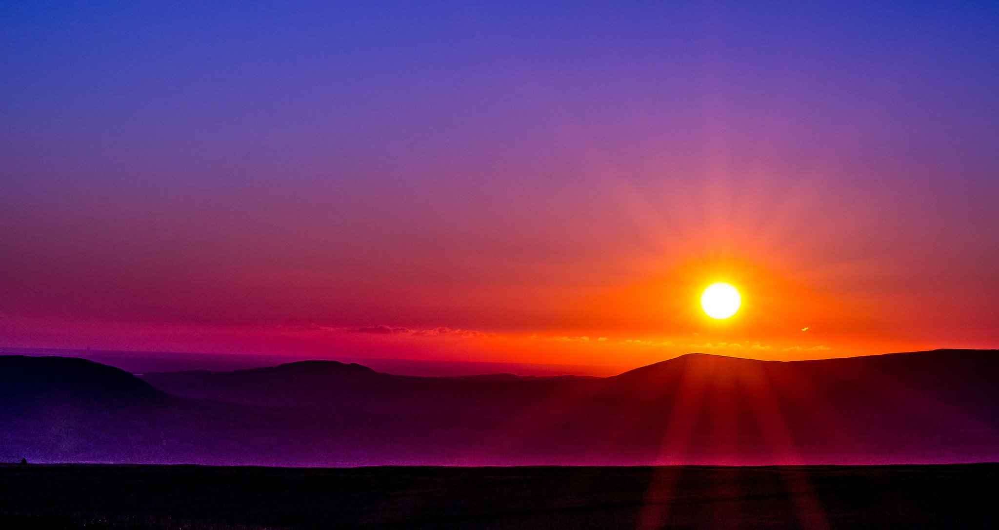 ky sun sunset rays mountain sea