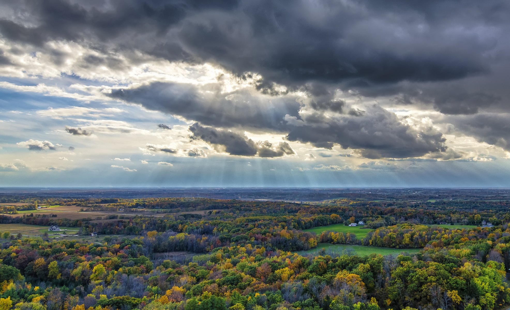 stati uniti wisconsin erin autunno temporali nuvole raggi di sole