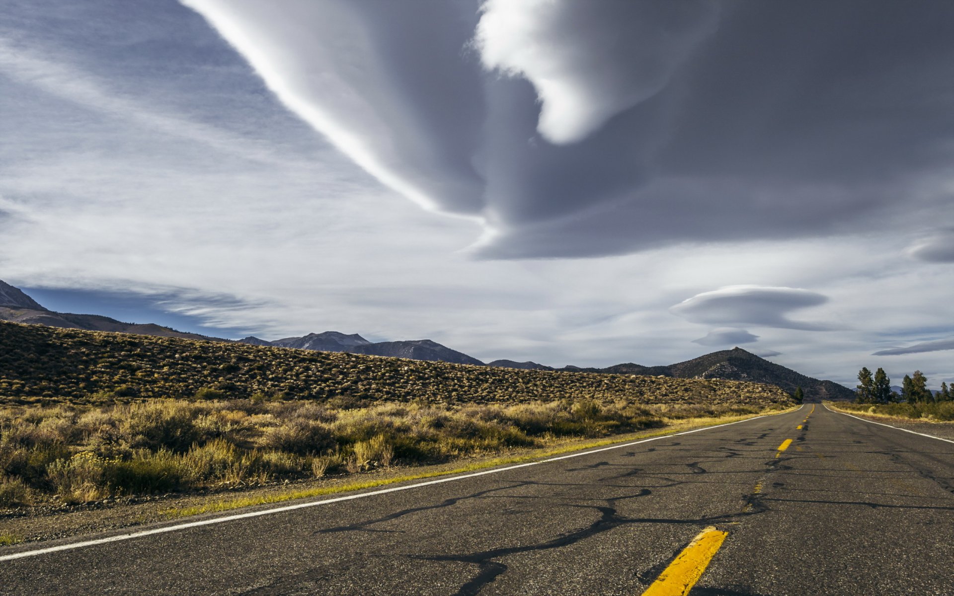 cielo tormenta carretera desierto california