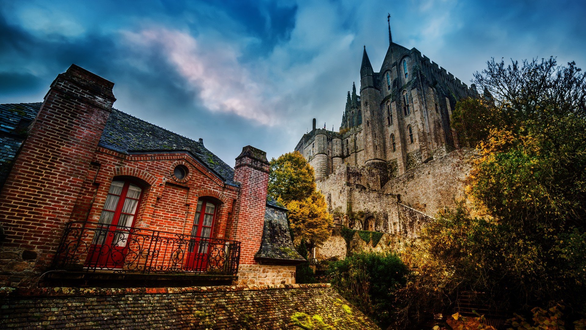 frankreich normandie schloss mont-saint-michel himmel wolken hdr