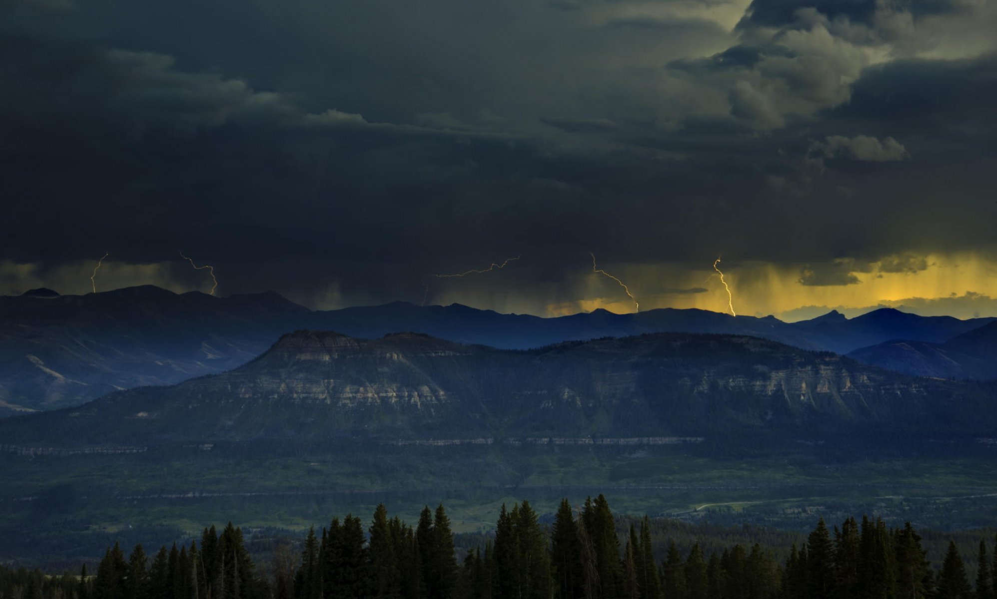 mountain landscape the storm lightning