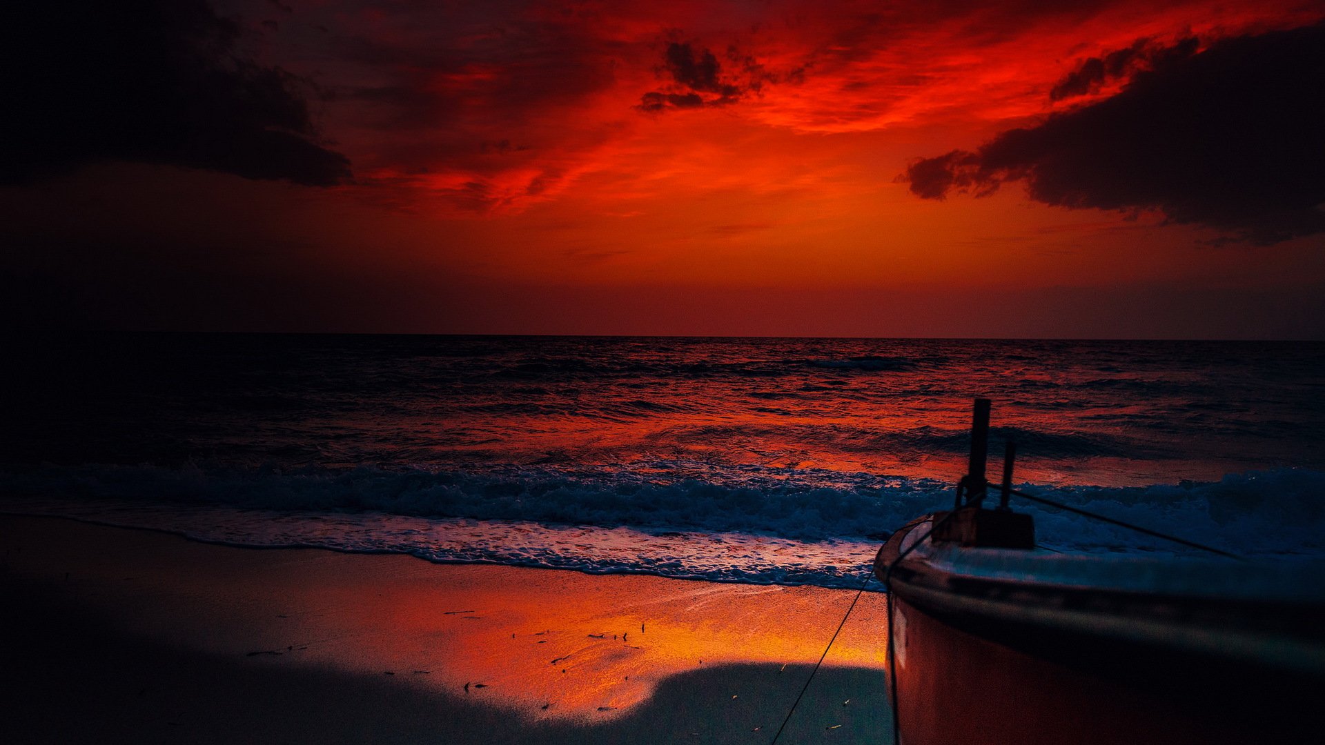 mare barca notte paesaggio