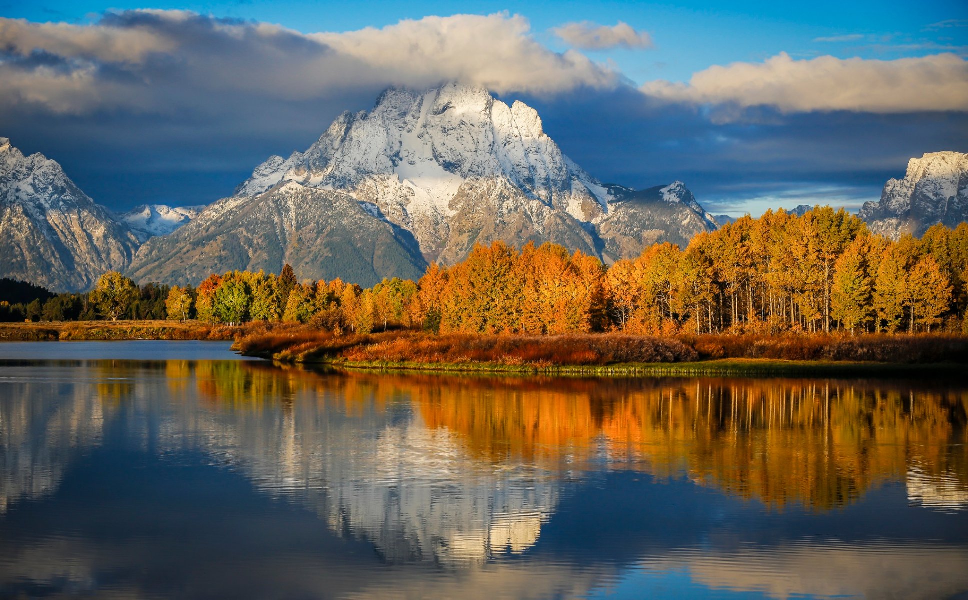 estados unidos estado wyoming parque nacional grand teton remanso de la curva mañana otoño