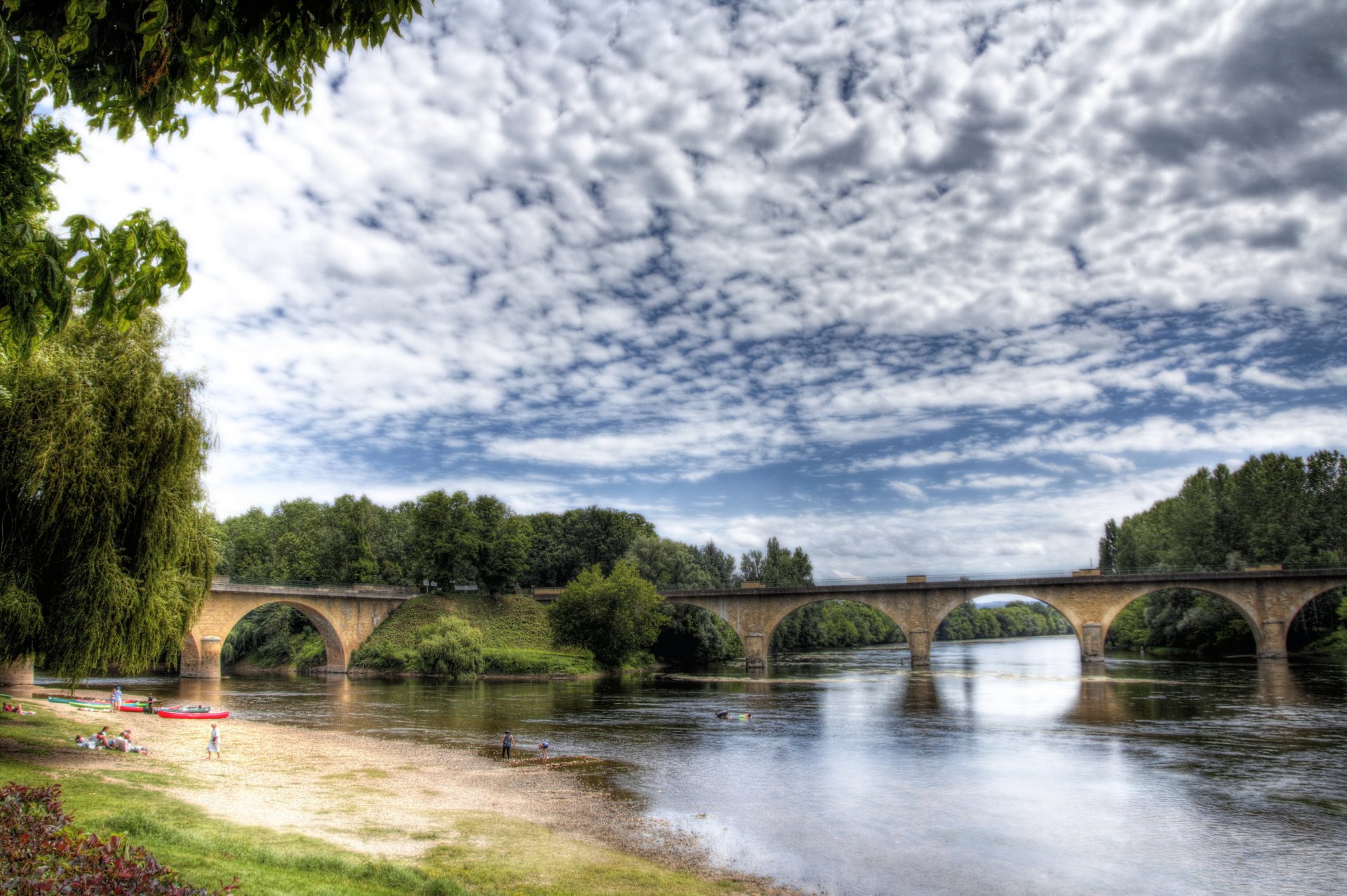 frankreich fluss himmel brücke aquitaine lime wolken hdr natur foto