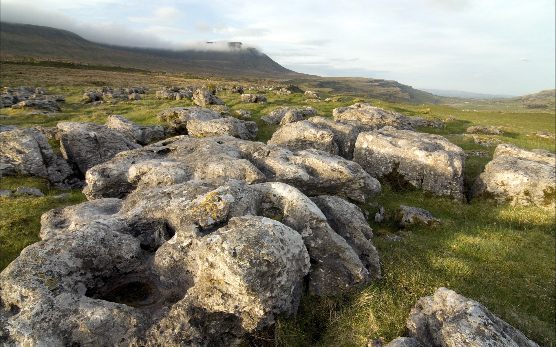 the field mountain stones nature landscape