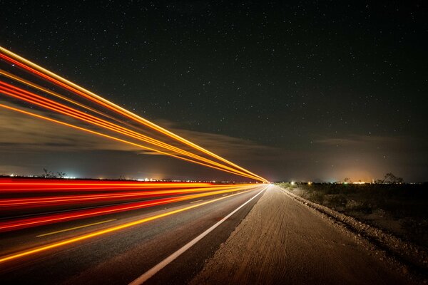 Shutter speed night light stars background