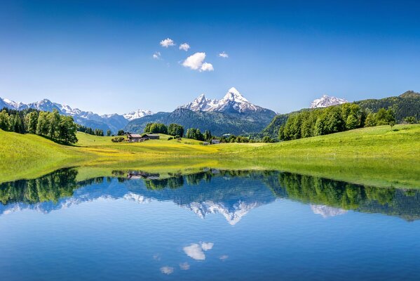 Sommerlandschaft in der Reflexion eines Bergsees