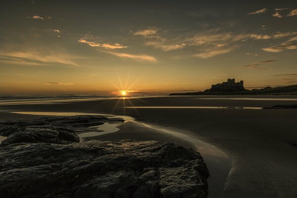 Sunset at Northumberland Castle in England