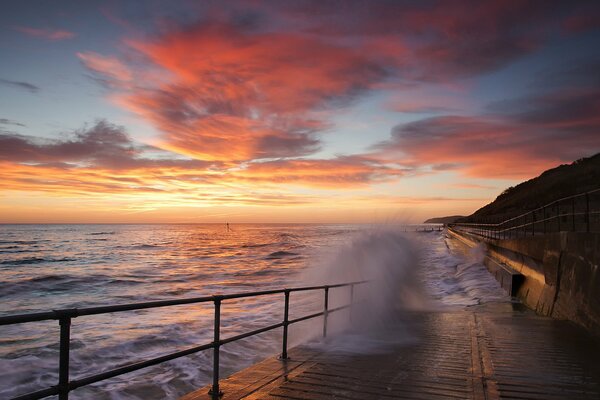 Seascape in the light of sunset