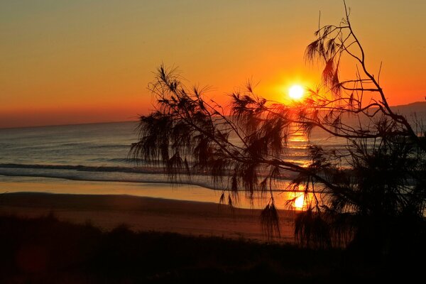 Tramonto sul mare durante il surf