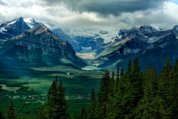 Mountain landscape in cloudy weather