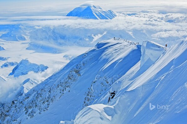 Climbers climb Mount McKinley