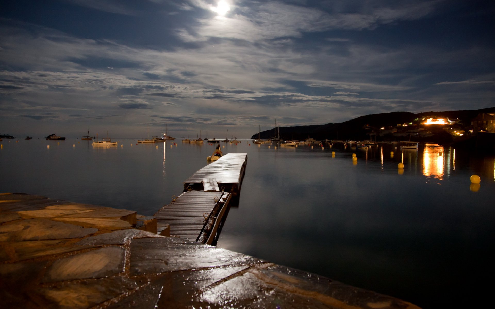 lago ponte notte paesaggio