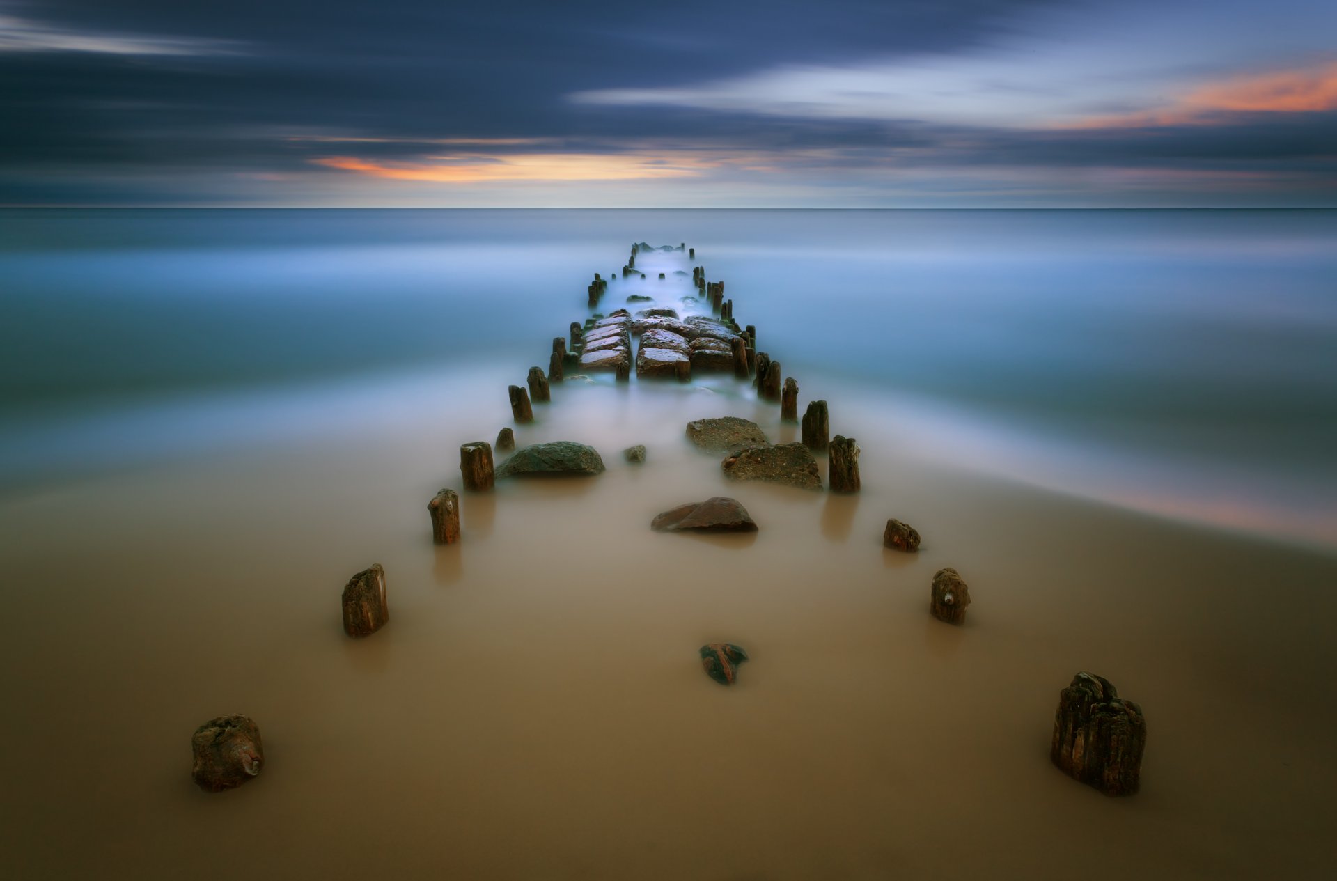 mer coucher de soleil jetée sable banc de sable krzysztof browko