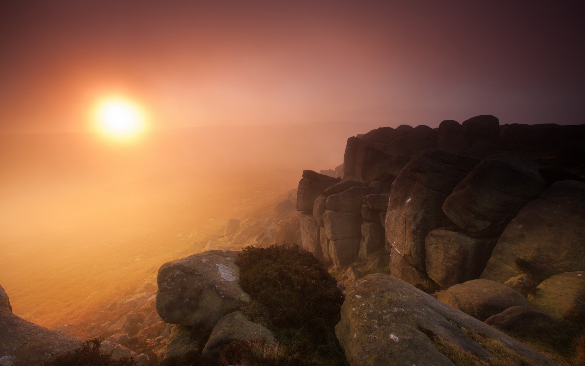 coucher de soleil montagnes paysage