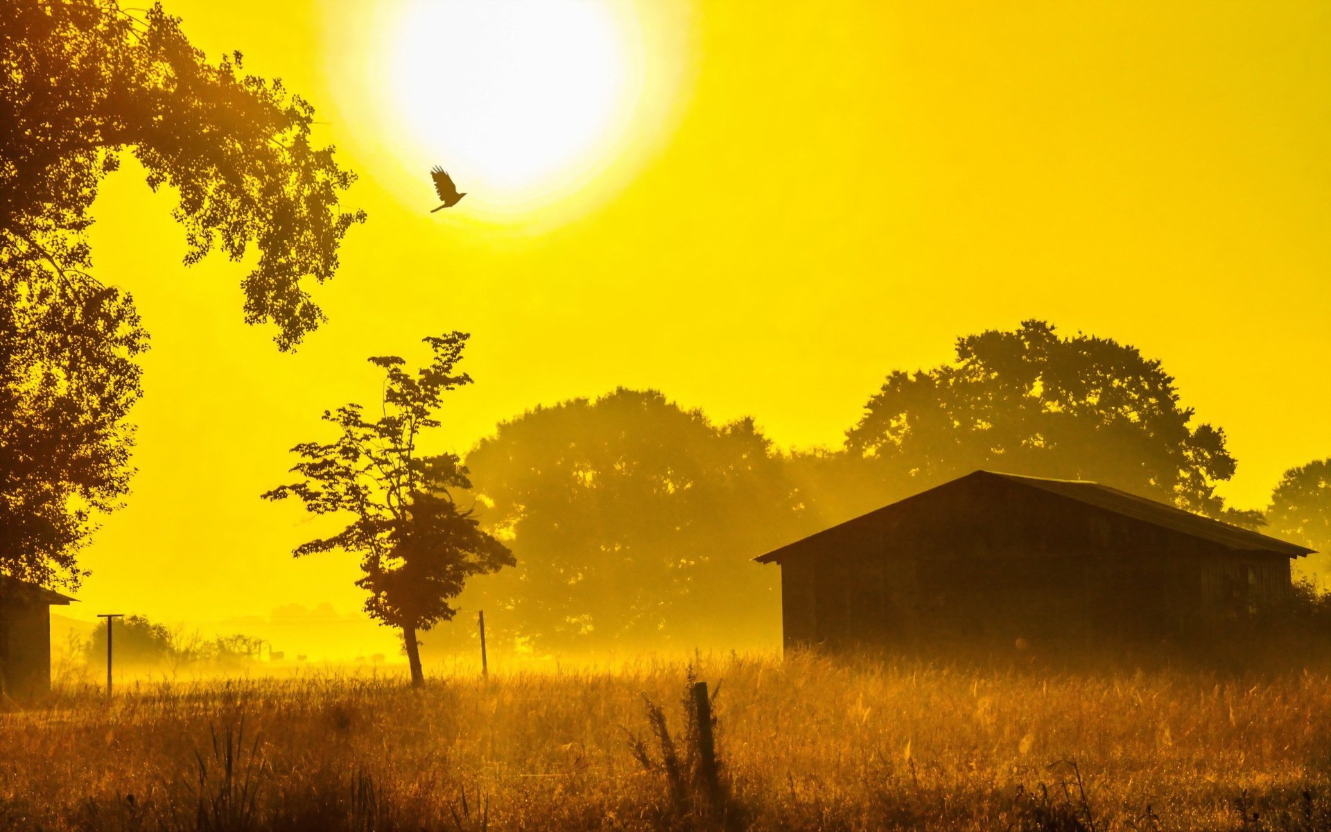 puesta de sol naturaleza casa paisaje